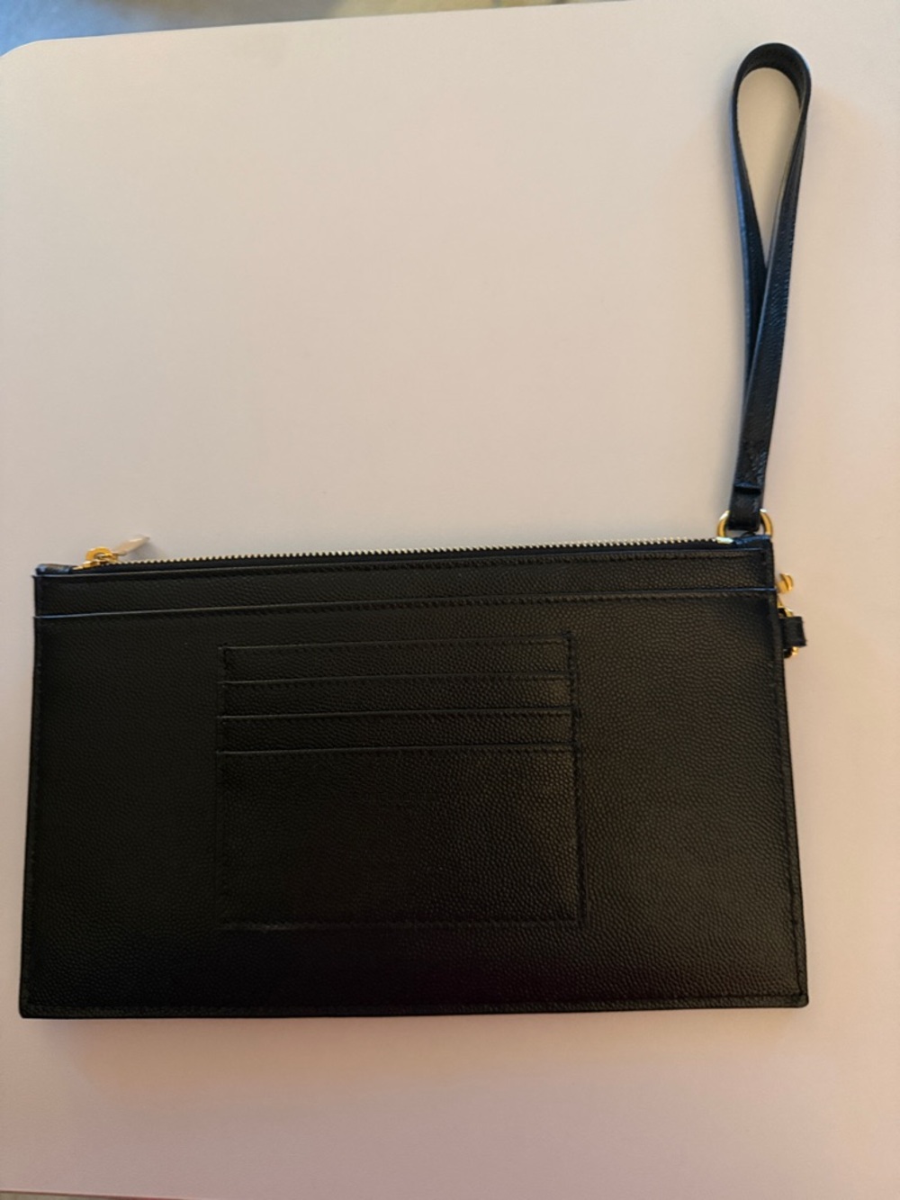 Yves Saint Laurent Black Quilted Leather Wristlet with Gold YSL Emblem - Picture 2 of 2